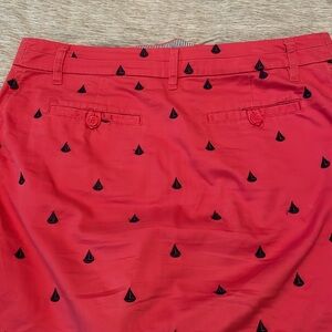 British Khaki Pencil Skirt Sz 8 Sailboat Berry Navy